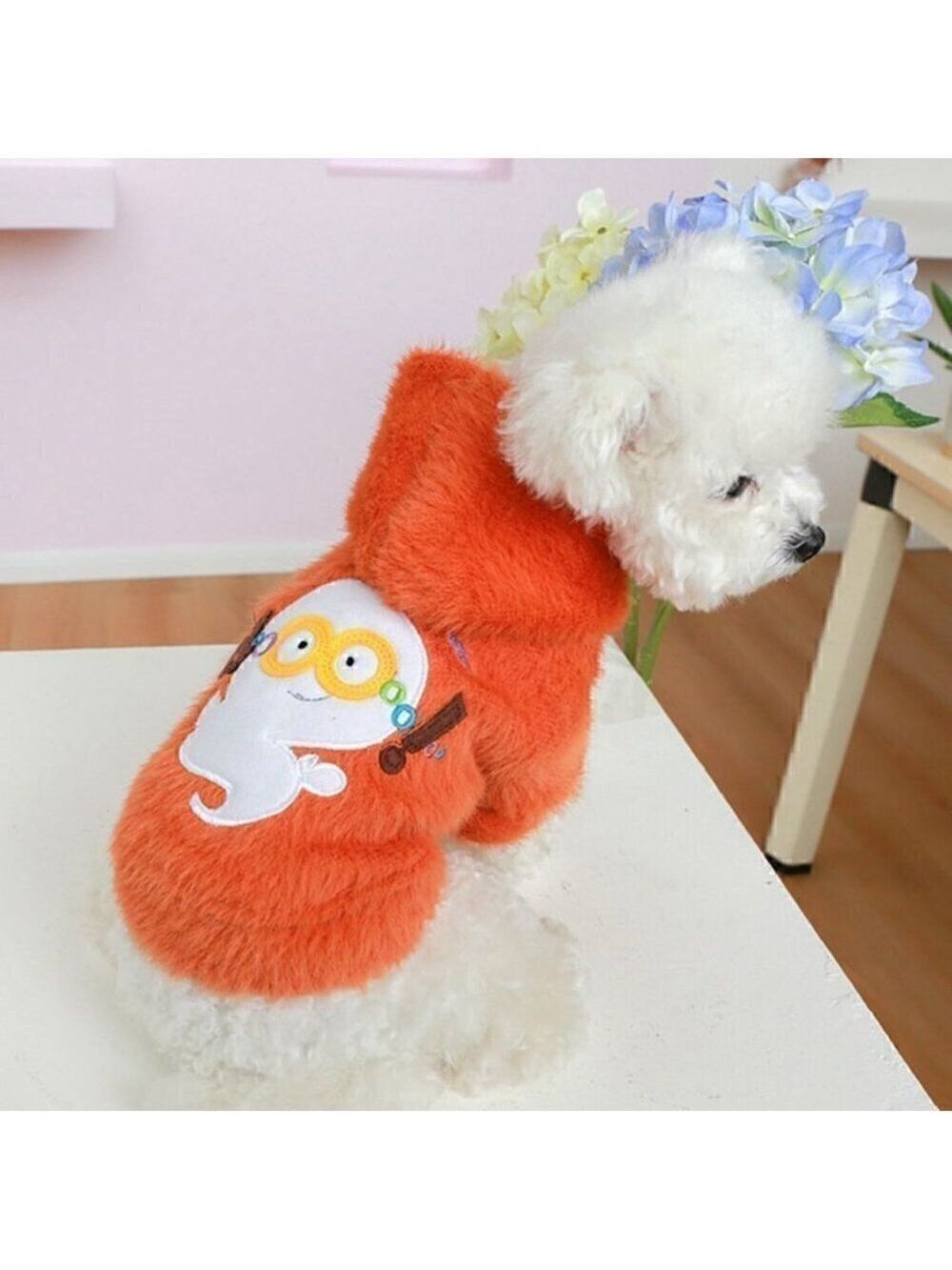 NWOT WARM Faux Fur Fall/Winter/Spring Ghost Hoodie For Dogs - Size Large